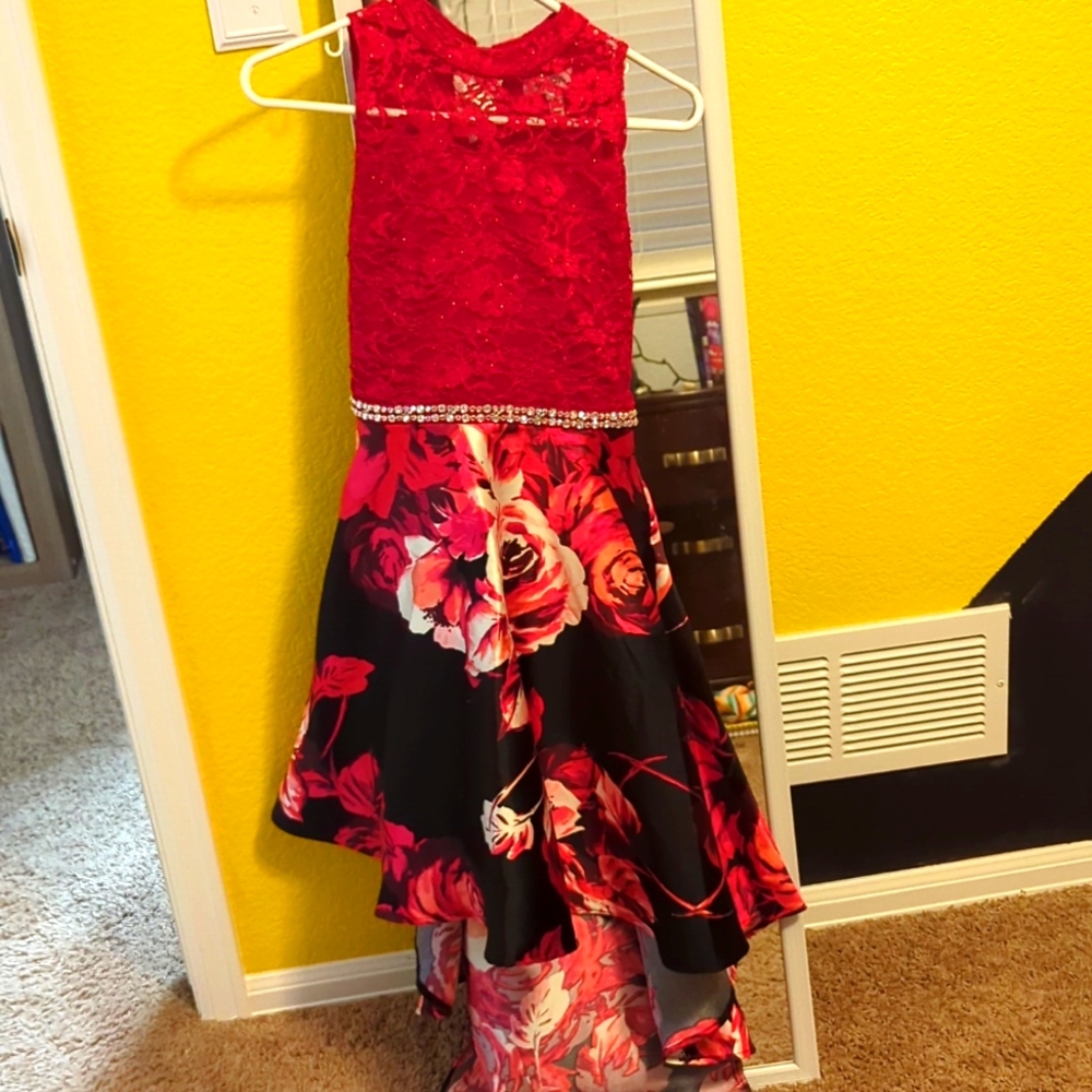 Speechless girls black and red rose dress